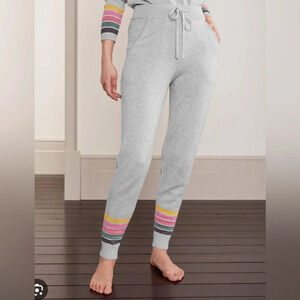 Boden Rainbow Morton Knit Jogger Sweat Pant Lounge Wear Gray Wool Cashmere